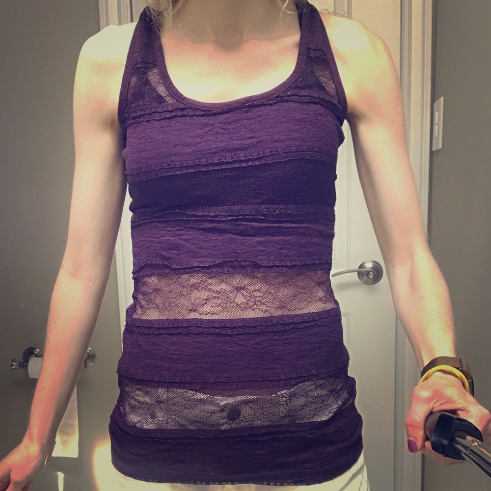Deep purple tank with Lace